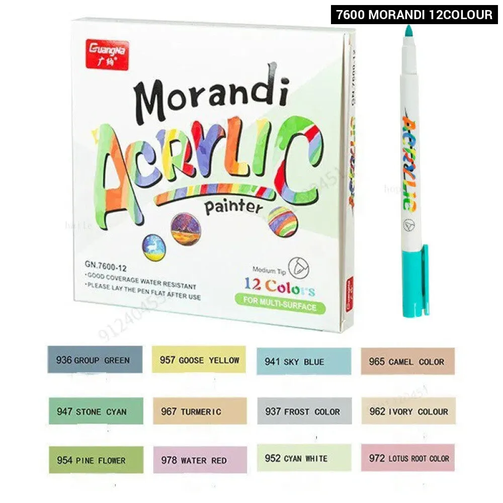 12 60 Acrylic Paint Brush Marker for Art on Ceramic Rock Glass Porcelain Wood Fabric Canvas