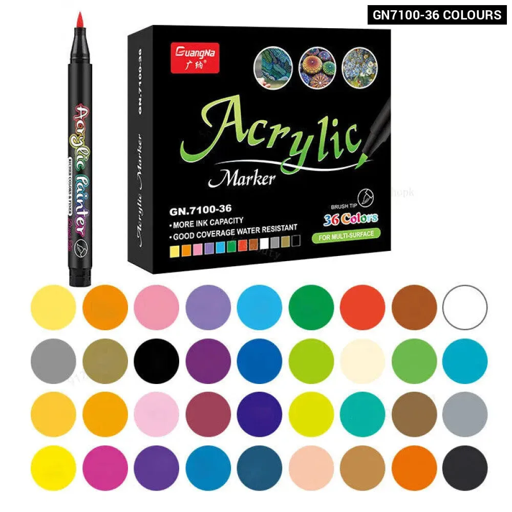 12 60 Acrylic Paint Brush Marker for Art on Ceramic Rock Glass Porcelain Wood Fabric Canvas