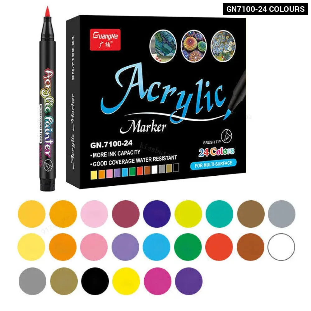 12 60 Acrylic Paint Brush Marker for Art on Ceramic Rock Glass Porcelain Wood Fabric Canvas