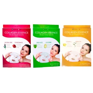 2 Pack Nu-Pore Collagen Essence Facial Tissue Masks Natural Herb Pomegranate 4pc