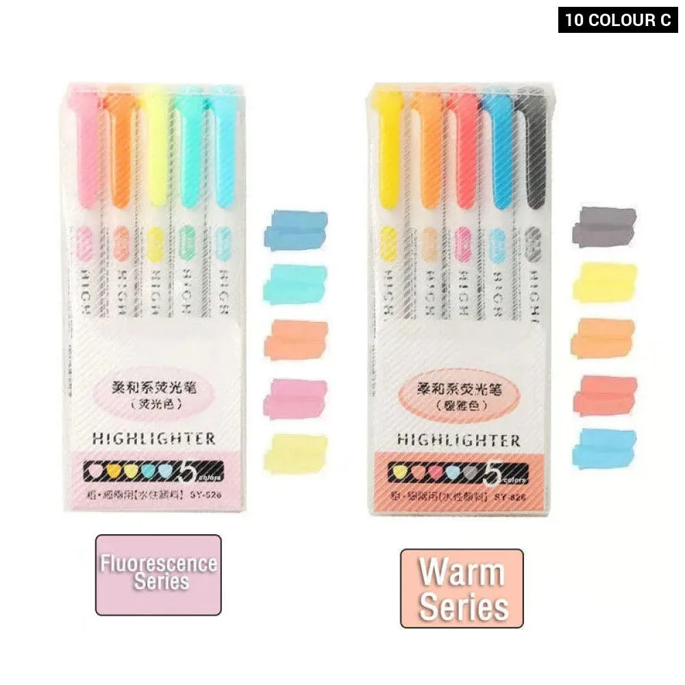 5 10 Colour Dual Tip Highlighters Kawaii Japanese Art Markers