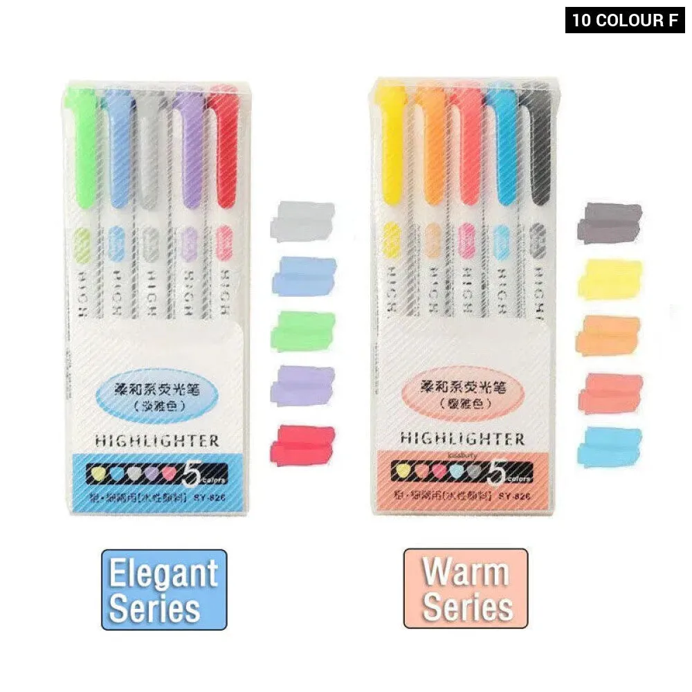 5 10 Colour Dual Tip Highlighters Kawaii Japanese Art Markers