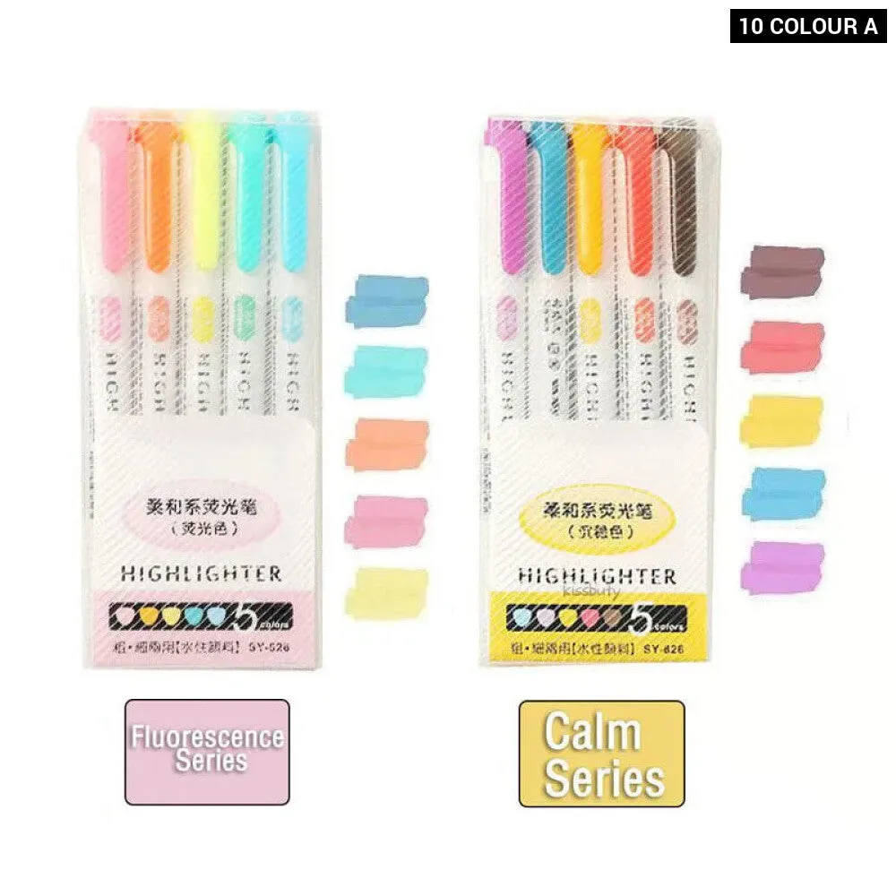 5 10 Colour Dual Tip Highlighters Kawaii Japanese Art Markers