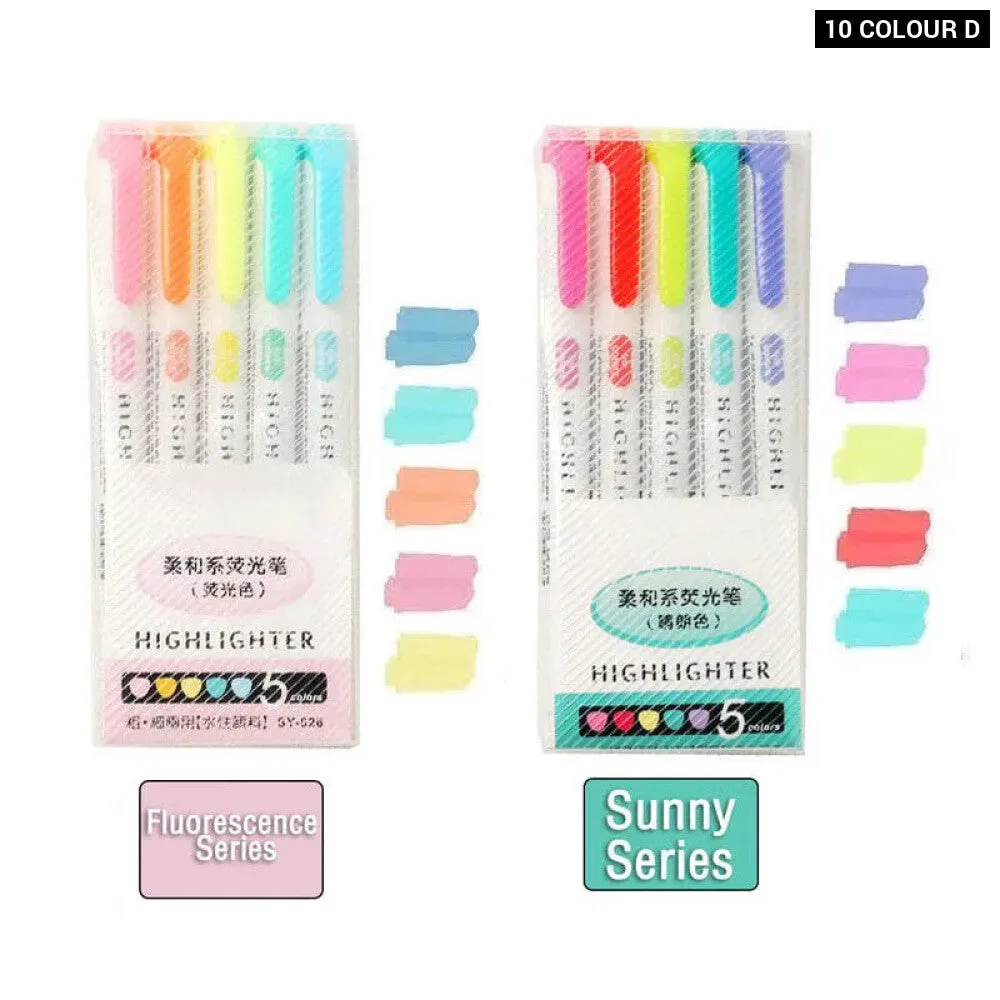 5 10 Colour Dual Tip Highlighters Kawaii Japanese Art Markers