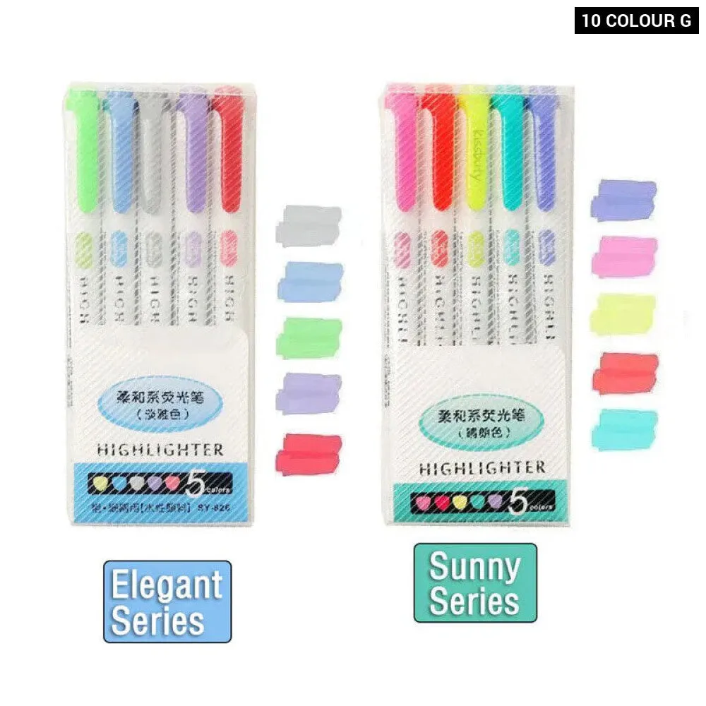 5 10 Colour Dual Tip Highlighters Kawaii Japanese Art Markers