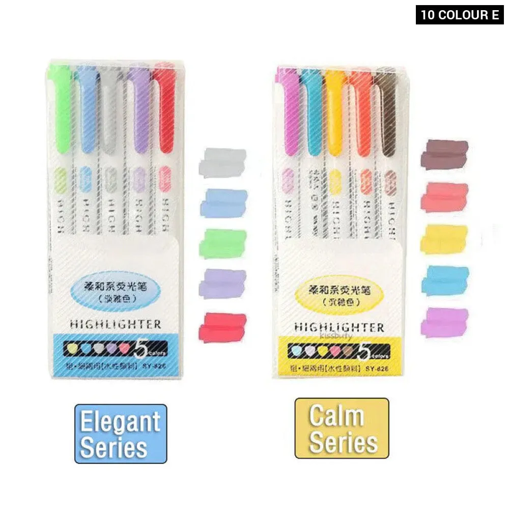 5 10 Colour Dual Tip Highlighters Kawaii Japanese Art Markers