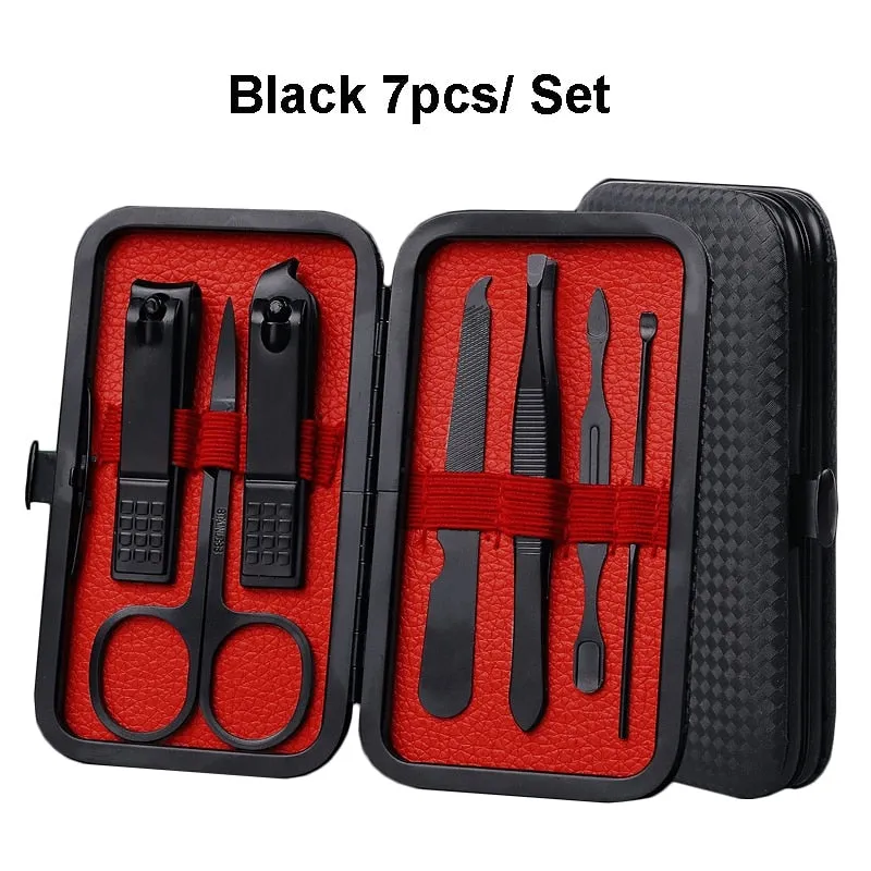 7or 18pcs Manicure Cutters Nail Clipper Set Household Stainless Steel Ear Spoon Pedicure Scissors Tool for Beauty