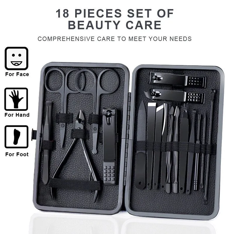 7or 18pcs Manicure Cutters Nail Clipper Set Household Stainless Steel Ear Spoon Pedicure Scissors Tool for Beauty
