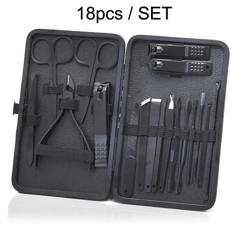 7or 18pcs Manicure Cutters Nail Clipper Set Household Stainless Steel Ear Spoon Pedicure Scissors Tool for Beauty