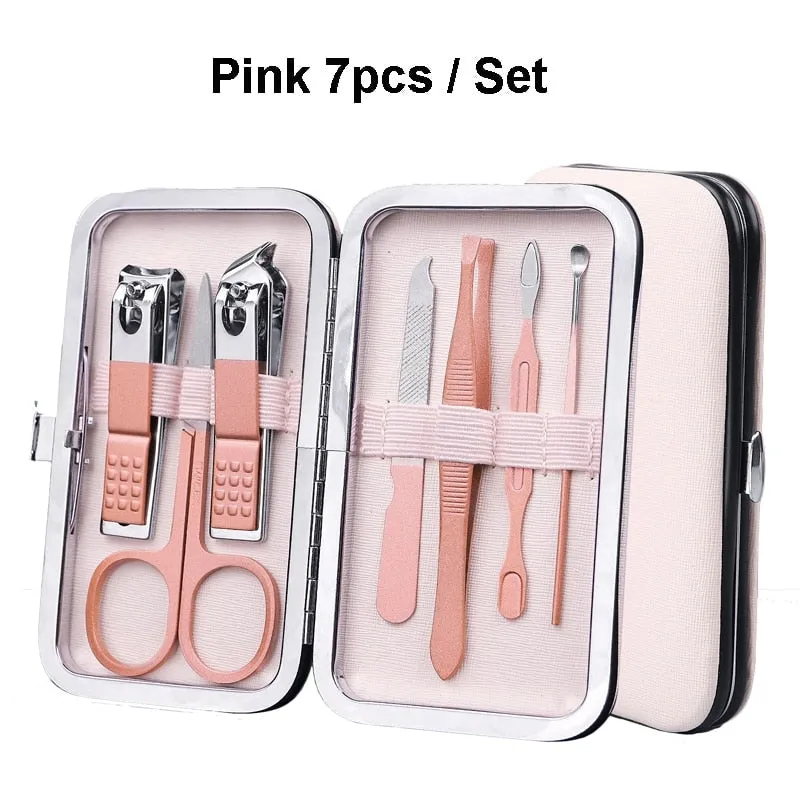 7or 18pcs Manicure Cutters Nail Clipper Set Household Stainless Steel Ear Spoon Pedicure Scissors Tool for Beauty