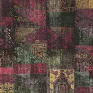 Abstract Aztec Patchwork Wallpaper in Jewel