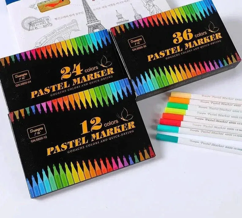 Acrylic Pastel Marker Pens 12 24 36 Colours Graffiti Glass Ceramic Wood Wet Art