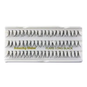 Amazing Shine Human Hair False Eyelashes - Flare Long Black