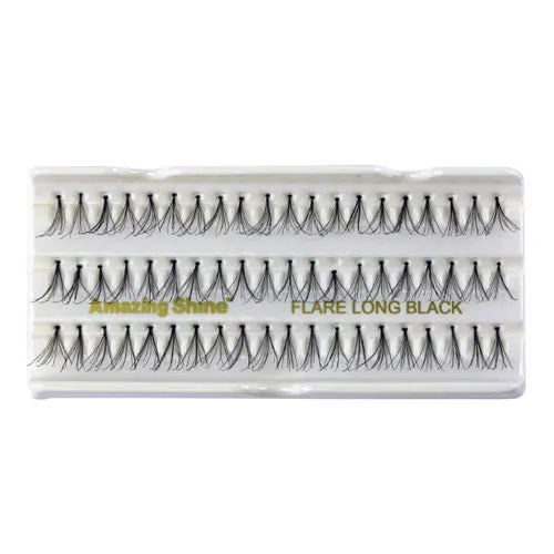 Amazing Shine Human Hair False Eyelashes - Flare Long Black