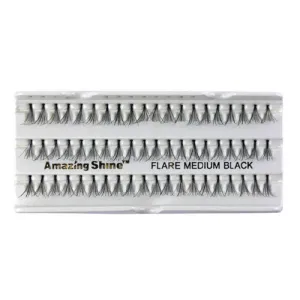 Amazing Shine Human Hair False Eyelashes - Flare Medium Black