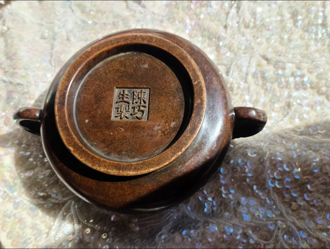 Antique 19th Century Signed Chinese Solid Bronze Elephant Bowl 3.07lb