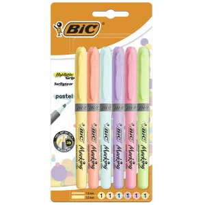 BIC Grip Highlighter Pastel Assorted Set of 6