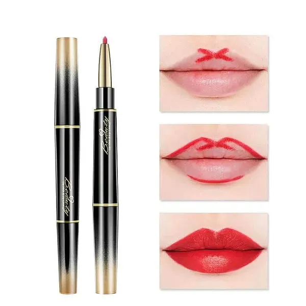 Dubbelzijdige lippenstift, automatische lipliner, mat, waterproof, lichtecht, antikleeflaag