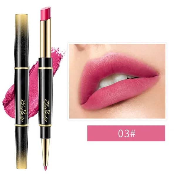 Dubbelzijdige lippenstift, automatische lipliner, mat, waterproof, lichtecht, antikleeflaag