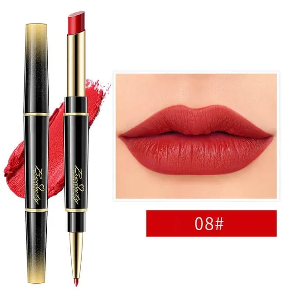 Dubbelzijdige lippenstift, automatische lipliner, mat, waterproof, lichtecht, antikleeflaag