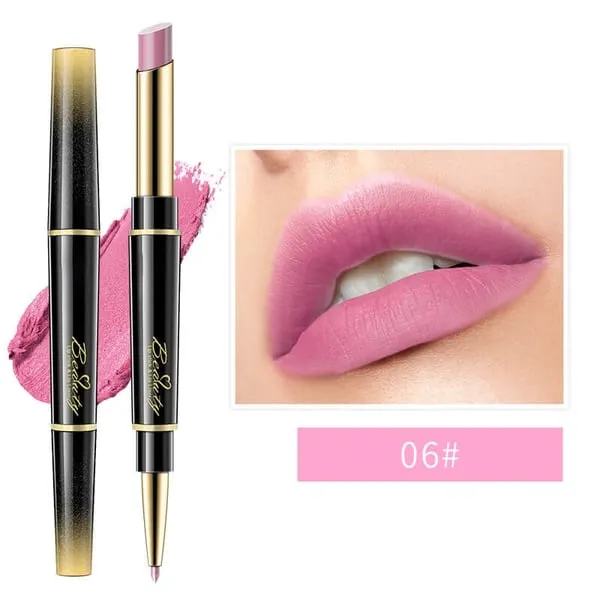Dubbelzijdige lippenstift, automatische lipliner, mat, waterproof, lichtecht, antikleeflaag