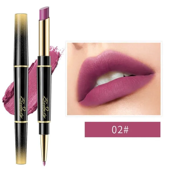 Dubbelzijdige lippenstift, automatische lipliner, mat, waterproof, lichtecht, antikleeflaag