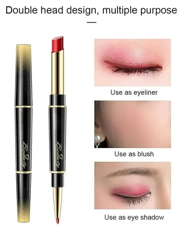 Dubbelzijdige lippenstift, automatische lipliner, mat, waterproof, lichtecht, antikleeflaag