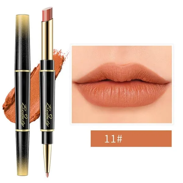 Dubbelzijdige lippenstift, automatische lipliner, mat, waterproof, lichtecht, antikleeflaag