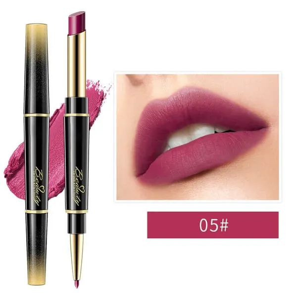 Dubbelzijdige lippenstift, automatische lipliner, mat, waterproof, lichtecht, antikleeflaag