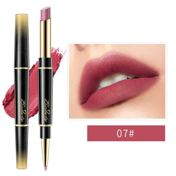 Dubbelzijdige lippenstift, automatische lipliner, mat, waterproof, lichtecht, antikleeflaag