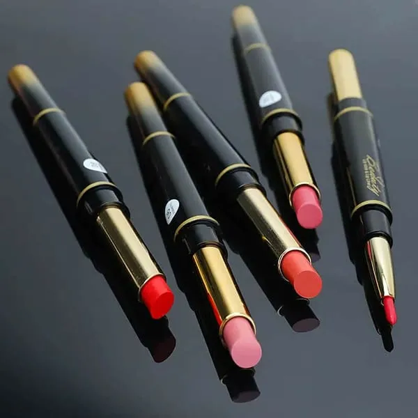 Dubbelzijdige lippenstift, automatische lipliner, mat, waterproof, lichtecht, antikleeflaag