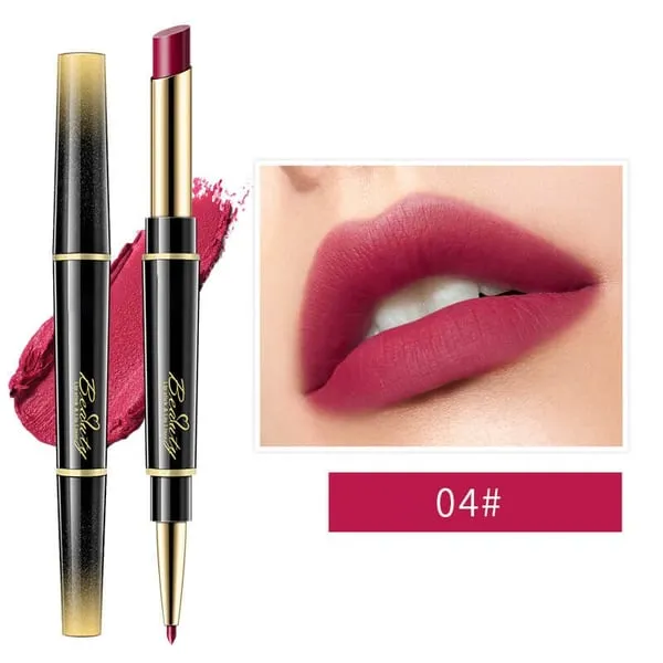 Dubbelzijdige lippenstift, automatische lipliner, mat, waterproof, lichtecht, antikleeflaag