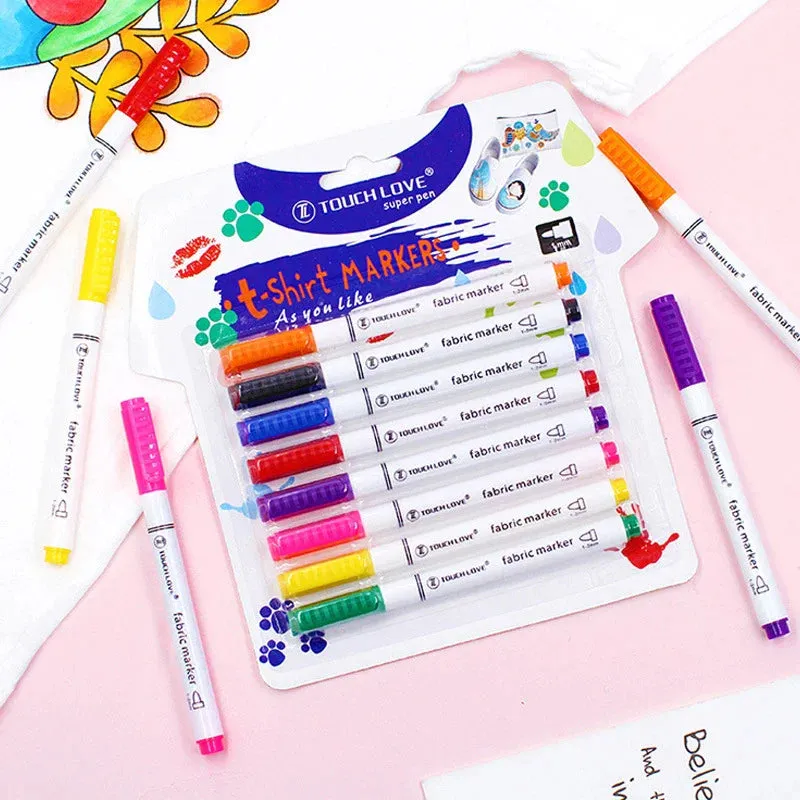 Fabric Paint Marker Set 8 Colours for Diy Crafts t Shirts Textiles