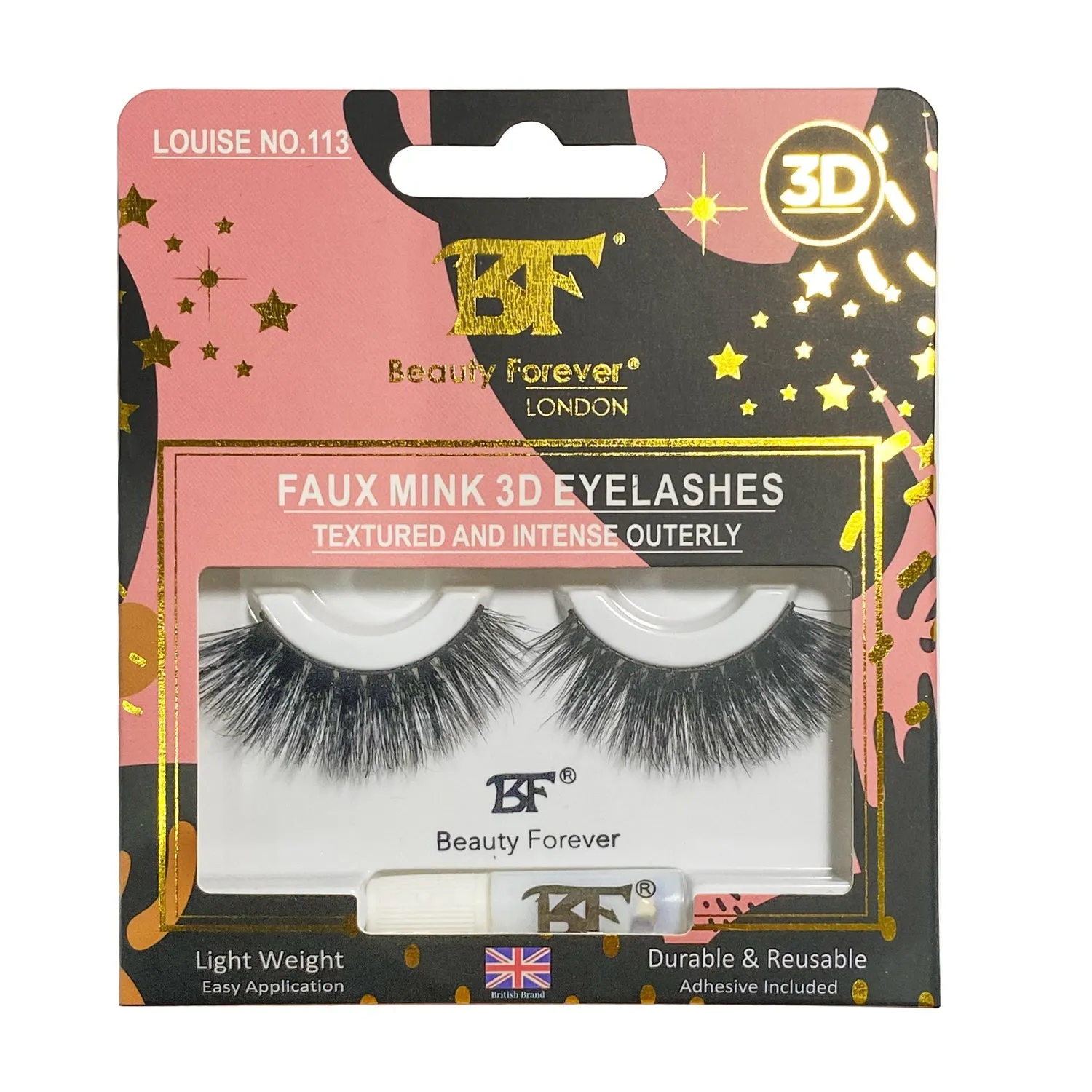 Faux Mink 3D Eyelashes Louise No. 113(Textured and intense outerly)