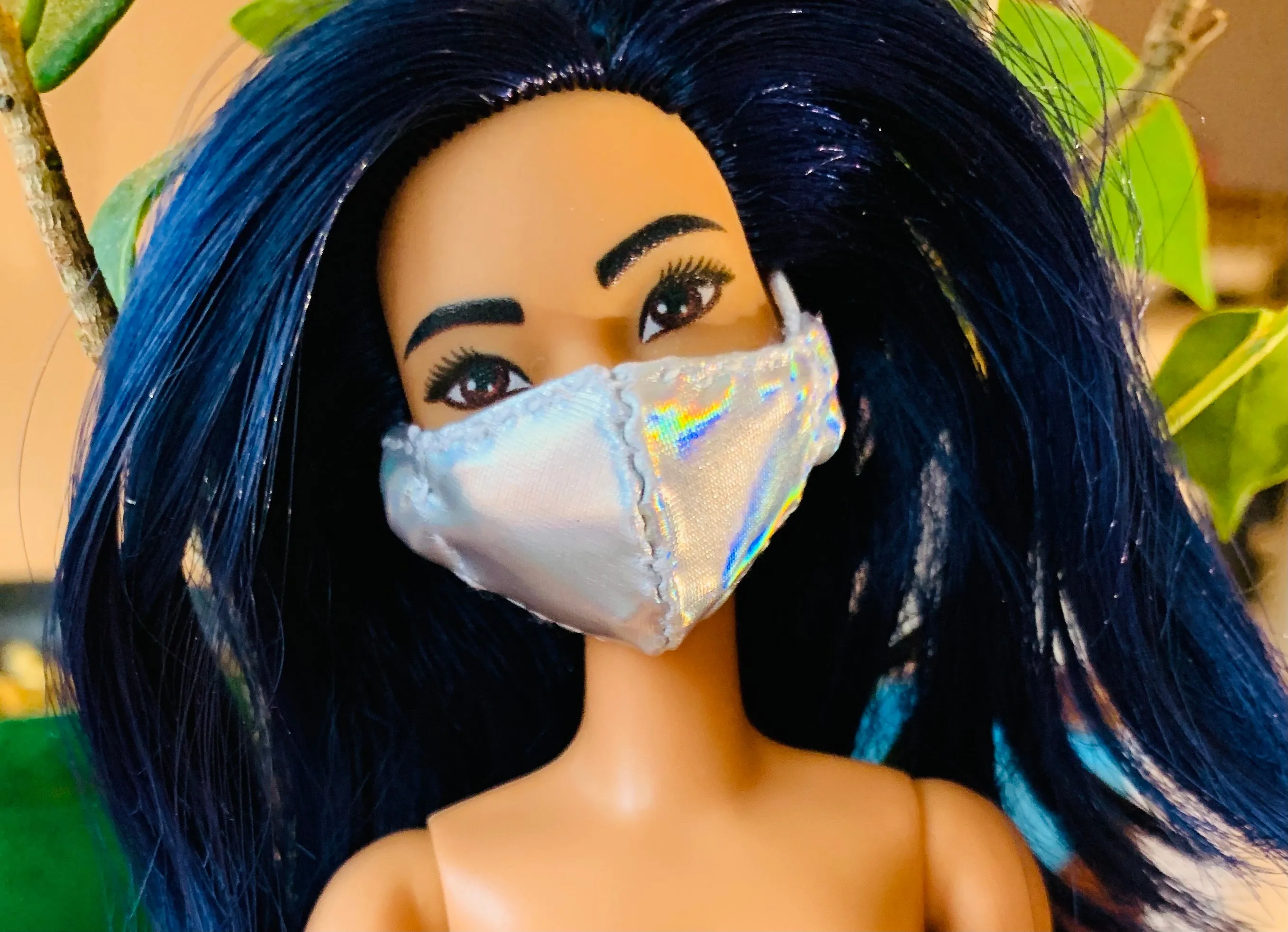 Holographic Barbie Doll face mask