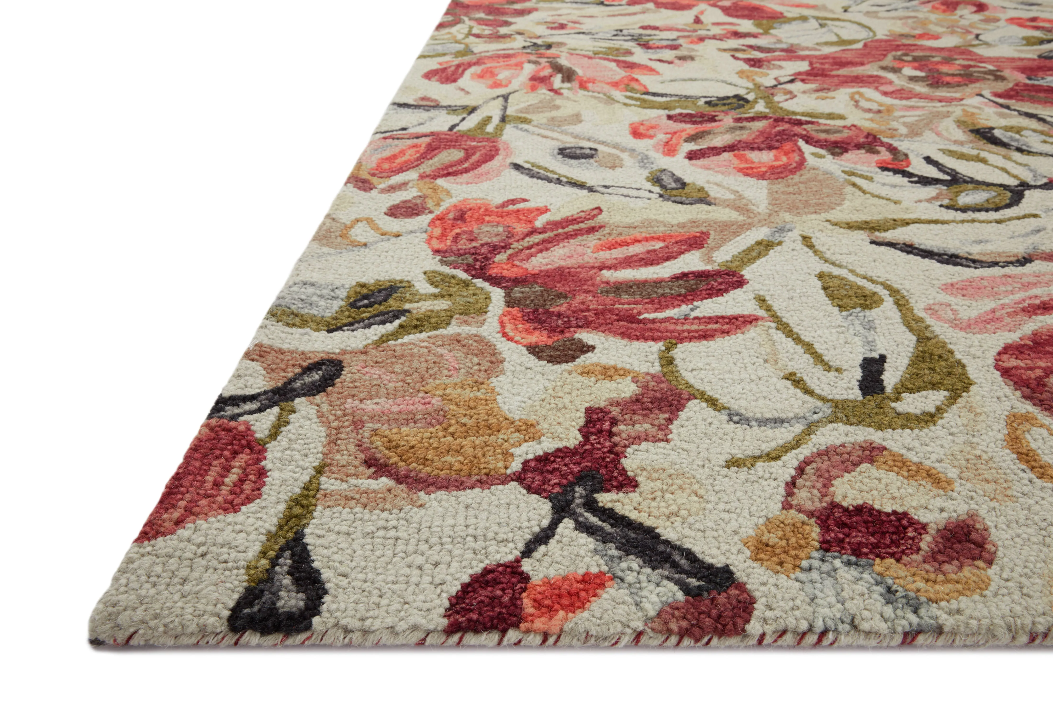 Loloi Belladonna Ivory / Raspberry Rug