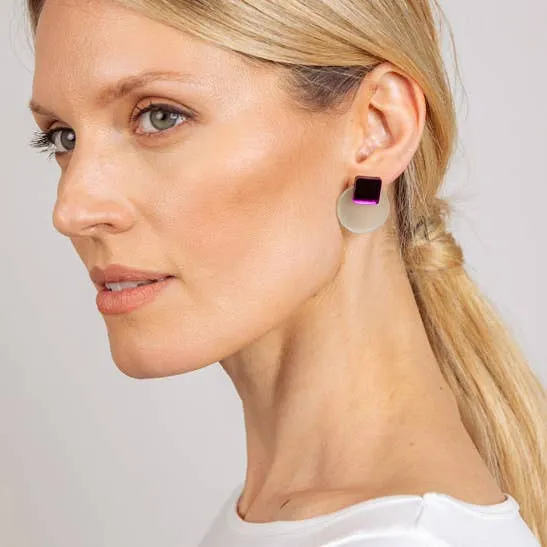 NEW Glare Mini Earrings: Yellow and Purple Mirror
