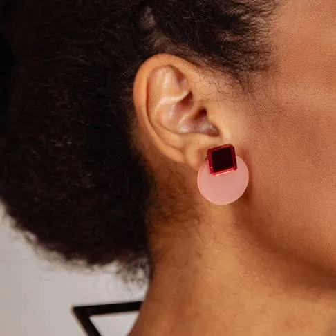 NEW Glare Mini Earrings: Yellow and Purple Mirror