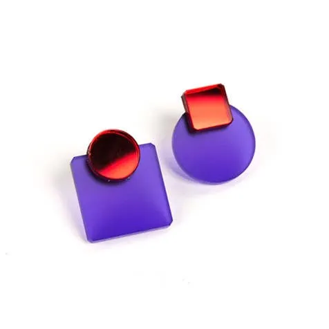 NEW Glare Mini Earrings: Yellow and Purple Mirror