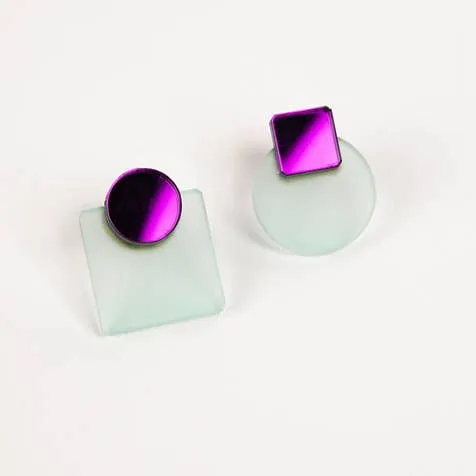 NEW Glare Mini Earrings: Yellow and Purple Mirror