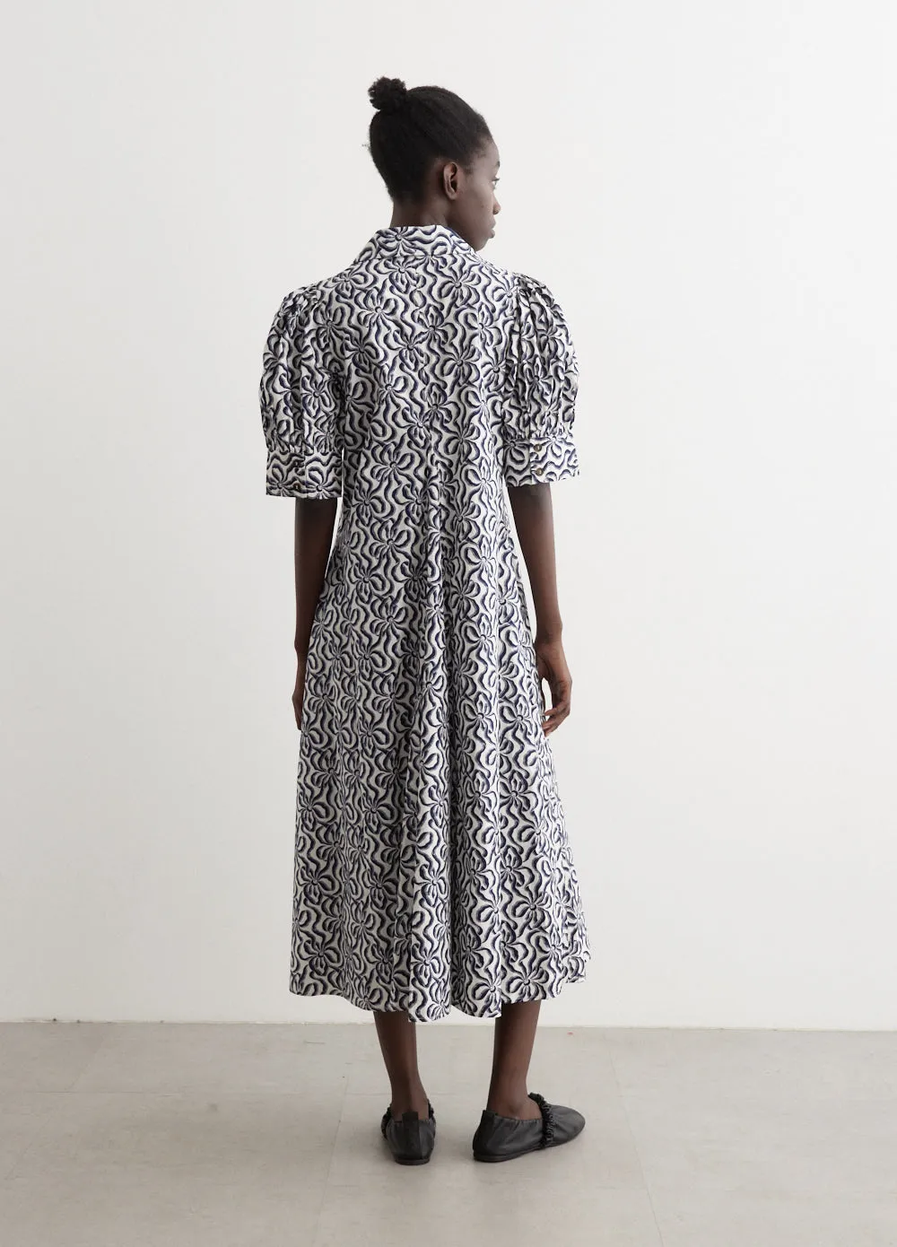 Printed Cotton V-Neck Long Dress