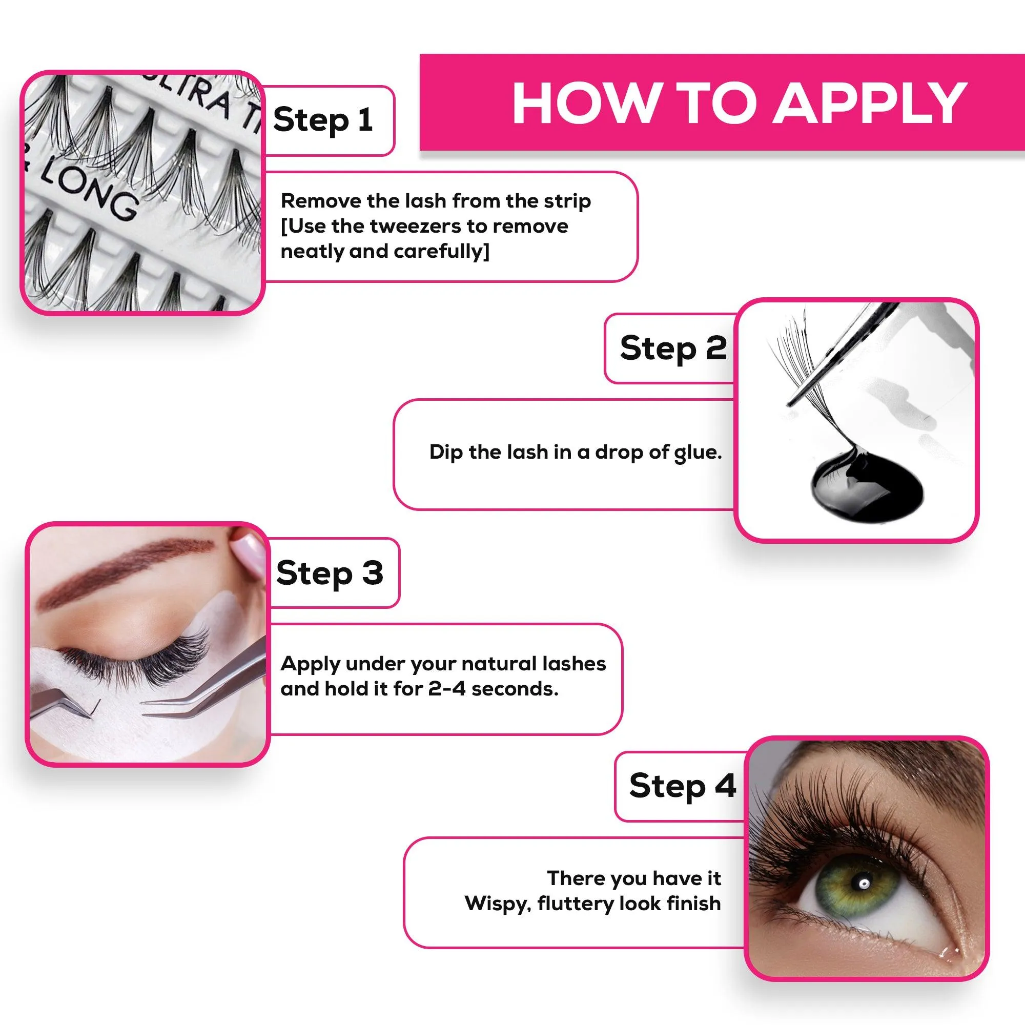 Professional Individual Lashes, 5 Ply Flare Black, Knot Free & Medium For Natural Volume (BF1002-Medium)