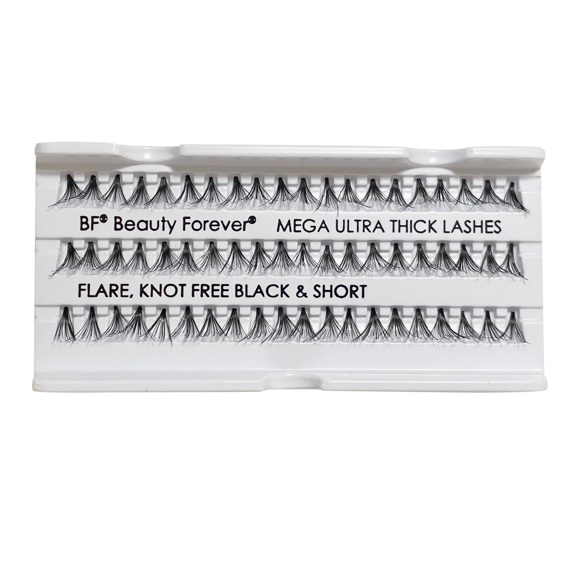 Professional Individual Mega Ultra Thick Lashes, 12 Ply Flare Black, Knot Free & Short For Mega Volume (BF1010-Short)
