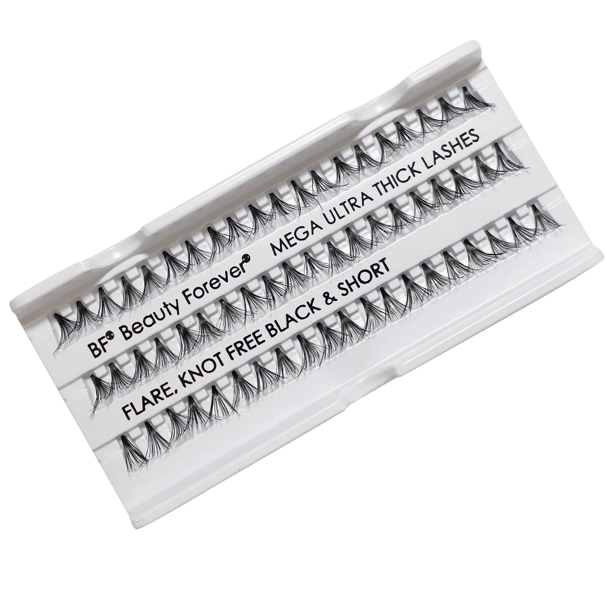 Professional Individual Mega Ultra Thick Lashes, 12 Ply Flare Black, Knot Free & Short For Mega Volume (BF1010-Short)