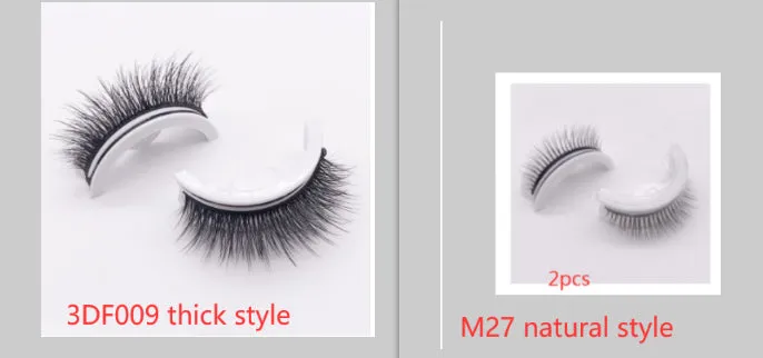 Reusable 3D Mink Natural False Eyelashes Self Adhesive Glue Free Makeup Eyelash Extension Silk