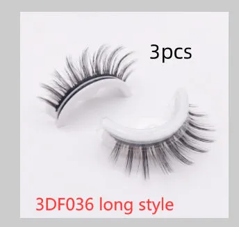 Reusable 3D Mink Natural False Eyelashes Self Adhesive Glue Free Makeup Eyelash Extension Silk