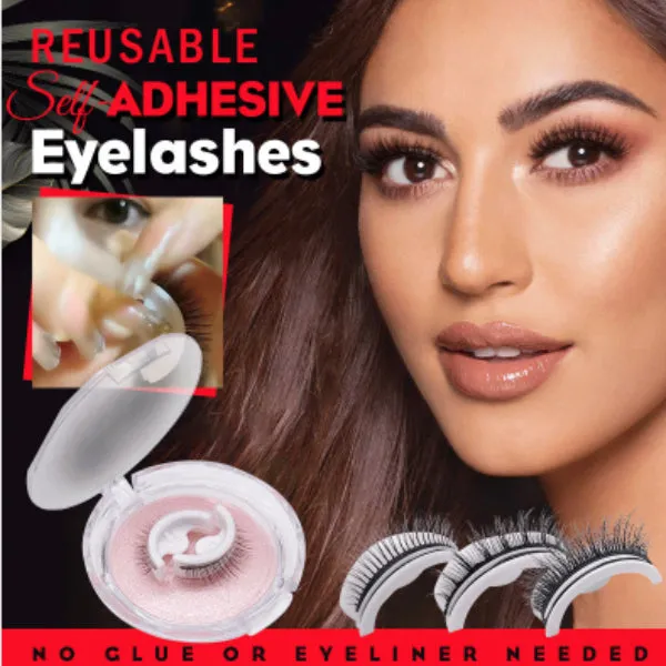 Reusable 3D Mink Natural False Eyelashes Self Adhesive Glue Free Makeup Eyelash Extension Silk