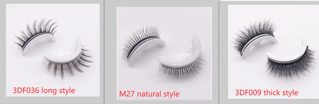 Reusable 3D Mink Natural False Eyelashes Self Adhesive Glue Free Makeup Eyelash Extension Silk
