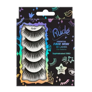 RUDE Essential Faux Mink 3D Lashes 5 Multi-Pack (Sophisticated)