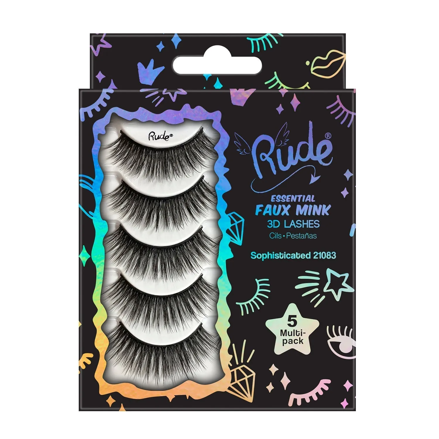 RUDE Essential Faux Mink 3D Lashes 5 Multi-Pack (Sophisticated)
